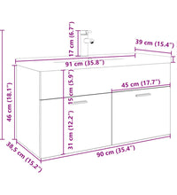 Waschbeckenunterschrank mit Einbaubecken Artisan-Eiche