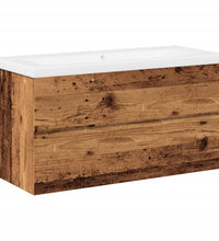 Waschbeckenunterschrank mit Einbaubecken Altholz-Optik