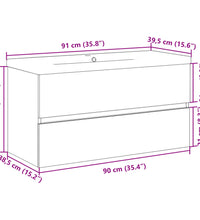 Waschbeckenunterschrank mit Einbaubecken Altholz-Optik