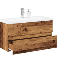 Waschbeckenunterschrank mit Einbaubecken Altholz-Optik