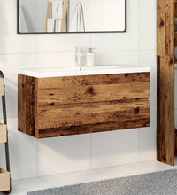 Waschbeckenunterschrank mit Einbaubecken Altholz-Optik