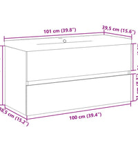 Waschbeckenunterschrank mit Einbaubecken Artisan-Eiche