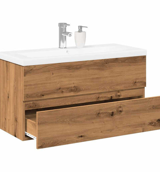 Waschbeckenunterschrank mit Einbaubecken Artisan-Eiche