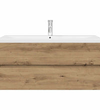 Waschbeckenunterschrank mit Einbaubecken und Wasserhahn