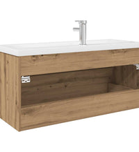 Waschbeckenunterschrank mit Einbaubecken und Wasserhahn