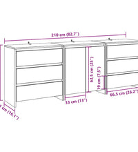 3-tlg. Sideboard Altholz-Optik Holzwerkstoff