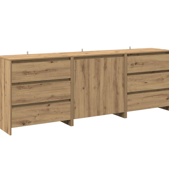 3-tlg. Sideboard Artisan-Eiche Holzwerkstoff