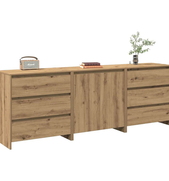 3-tlg. Sideboard Artisan-Eiche Holzwerkstoff