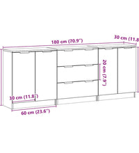 Sideboards 3 Stk. Altholz-Optik 60x30x70 cm Holzwerkstoff