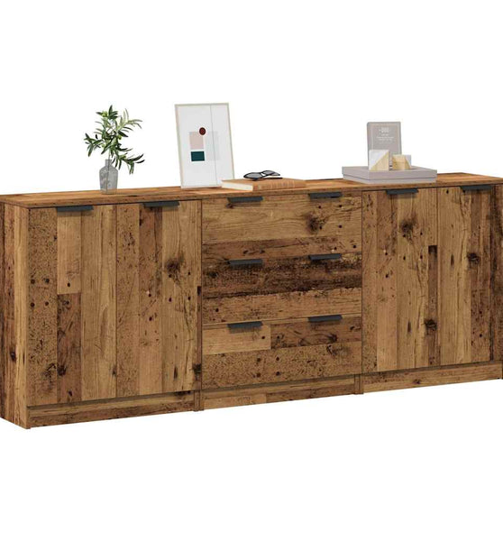 Sideboards 3 Stk. Altholz-Optik 60x30x70 cm Holzwerkstoff