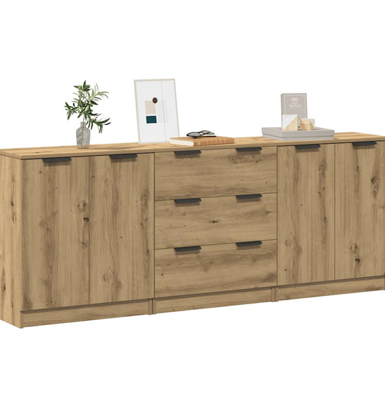 Sideboards 3 Stk. Artisan-Eiche 60x30x70 cm Holzwerkstoff