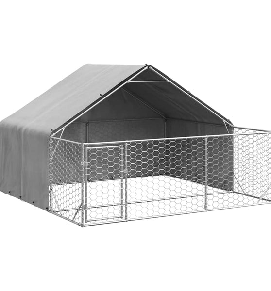 Outdoor-Hundezwinger mit Auslauf 3x3x1,9 m Verzinkter Stahl