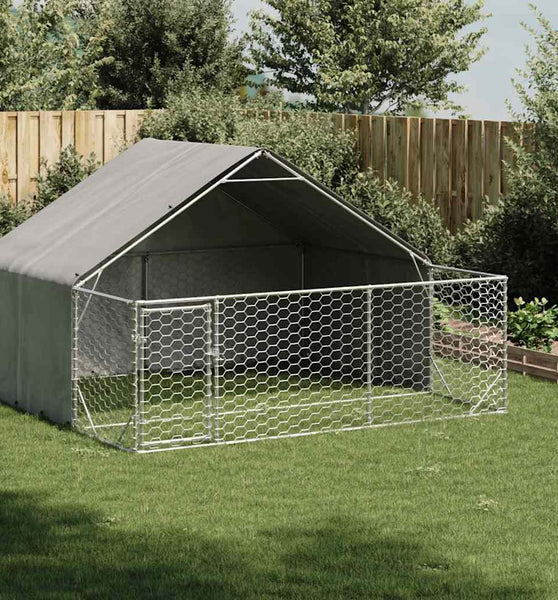 Outdoor-Hundezwinger mit Auslauf 3x3x1,9 m Verzinkter Stahl