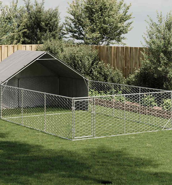 Outdoor-Hundezwinger mit Auslauf 7x3x1,9 m Verzinkter Stahl