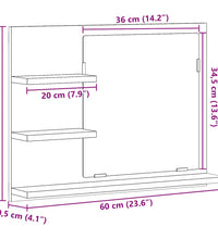 Badspiegel Schwarz Eichen-Optik 60x10,5x45 cm Holzwerkstoff