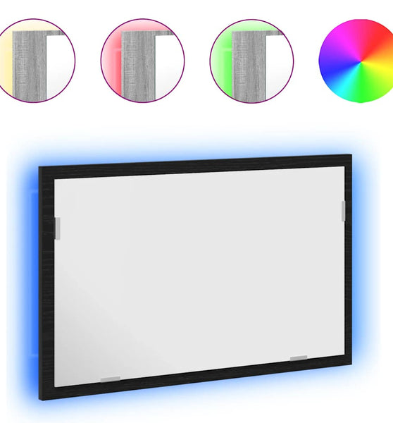 Badspiegel mit LED-Leuchten Schwarz Eichen-Optik 60x8,5x37 cm