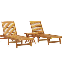 Sonnenliegen 2 Stk. mit Tisch Massivholz Akazie