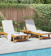 Sonnenliegen 2 Stk. mit Tisch Massivholz Akazie