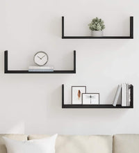 Wandregale 3 Stk. Schwarz Eichen-Optik 58x18x18cm Holzwerkstoff
