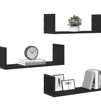 Wandregale 3 Stk. Schwarz Eichen-Optik 58x18x18cm Holzwerkstoff