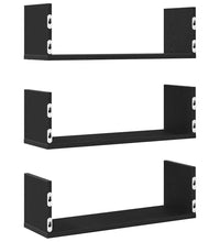 Wandregale 3 Stk. Schwarz Eichen-Optik 58x18x18cm Holzwerkstoff