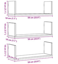 Wandregale 3 Stk. Schwarz Eichen-Optik 58x18x18cm Holzwerkstoff