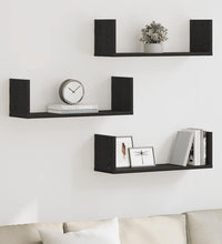 Wandregale 3 Stk. Schwarz Eichen-Optik 58x18x18cm Holzwerkstoff