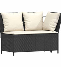 4tlg. Garten-Sofagarnitur mit Kissen L-Form Schwarz Poly Rattan