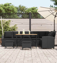 4tlg. Garten-Sofagarnitur mit Kissen L-Form Schwarz Poly Rattan