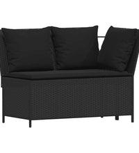 4tlg. Garten-Sofagarnitur mit Kissen L-Form Schwarz Poly Rattan