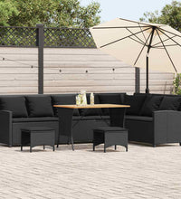 4tlg. Garten-Sofagarnitur mit Kissen L-Form Schwarz Poly Rattan