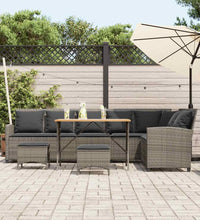 4-tlg. Garten-Sofagarnitur mit Kissen L-Form Grau Poly Rattan