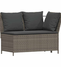 4-tlg. Garten-Sofagarnitur mit Kissen L-Form Grau Poly Rattan