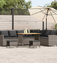 4-tlg. Garten-Sofagarnitur mit Kissen L-Form Grau Poly Rattan