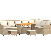 4-tlg. Garten-Sofagarnitur mit Kissen L-Form Beige Poly Rattan