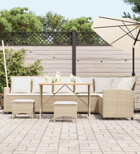 4-tlg. Garten-Sofagarnitur mit Kissen L-Form Beige Poly Rattan