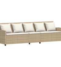 4-tlg. Garten-Sofagarnitur mit Kissen L-Form Beige Poly Rattan