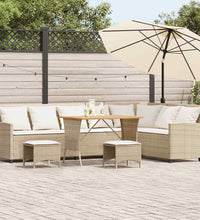 4-tlg. Garten-Sofagarnitur mit Kissen L-Form Beige Poly Rattan