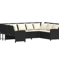 Gartensofa mit Kissen Schwarz Poly Rattan