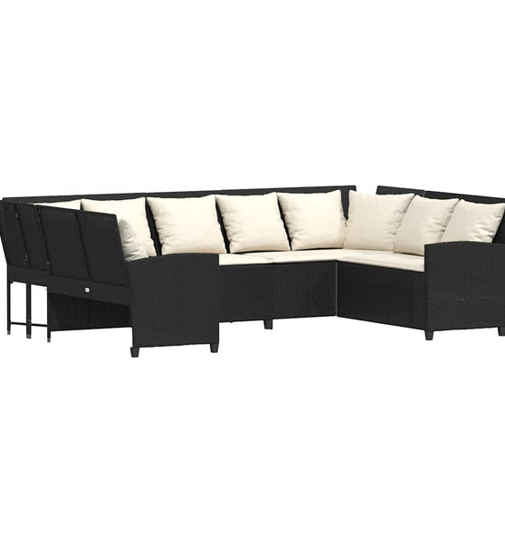 Gartensofa mit Kissen Schwarz Poly Rattan