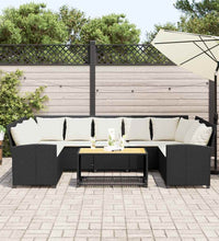 Gartensofa mit Kissen Schwarz Poly Rattan