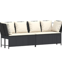 Gartensofa mit Kissen Schwarz Poly Rattan