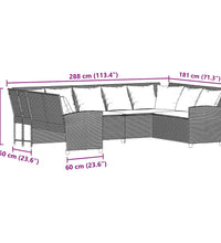 Gartensofa mit Kissen Schwarz Poly Rattan