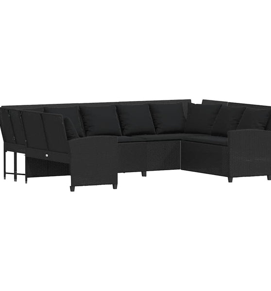 Gartensofa mit Kissen Schwarz Poly Rattan