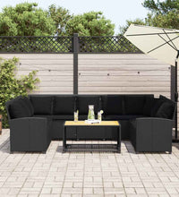 Gartensofa mit Kissen Schwarz Poly Rattan