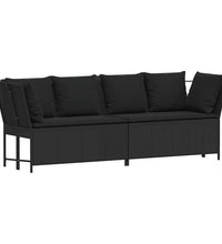 Gartensofa mit Kissen Schwarz Poly Rattan