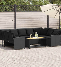 Gartensofa mit Kissen Schwarz Poly Rattan