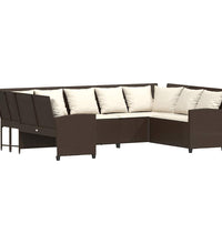 Gartensofa mit Kissen Braun Poly Rattan