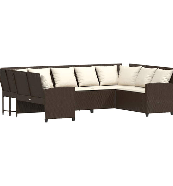 Gartensofa mit Kissen Braun Poly Rattan