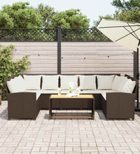 Gartensofa mit Kissen Braun Poly Rattan